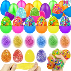 Easter Eggs with Stress Balls aborigine Fidget Toys Sensory Stress Relief Squishy Toys Easter Basket Essentials Fillers Stuffers for Toddler Kids Egg Hunt Party Favors Gifts iGeeKid 18 Pack Prefilled 