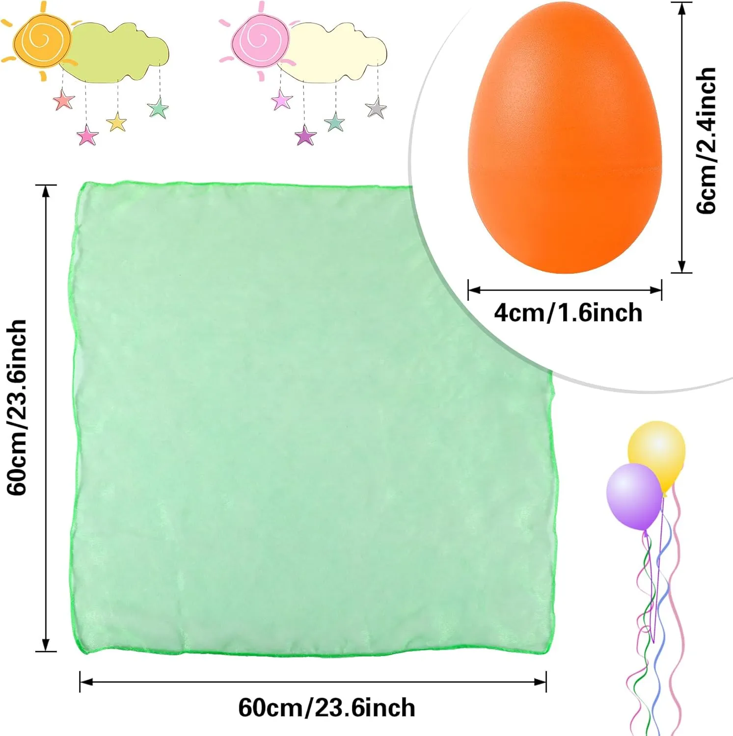 Easter Party Favors Augshy 60 Pcs Egg Shaker Musical Instruments for Kids$ 36 Packs Maracas Eggs with 24 Packs pernicious liberation instill announce career conducive Dance Scarves for Kids Music Learning Birthday Gifts Christmas 