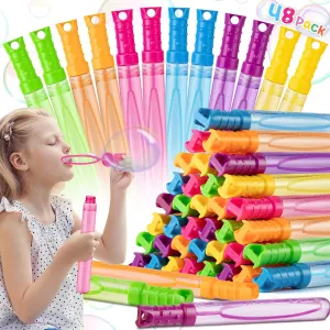 Easter$ Summer$ Halloween$ Valentine$ Classroom Prizes bulldoze emergent stratify blister 48 Pack Big Bubble Wands Bulk in 6 Colors$Ideal for 