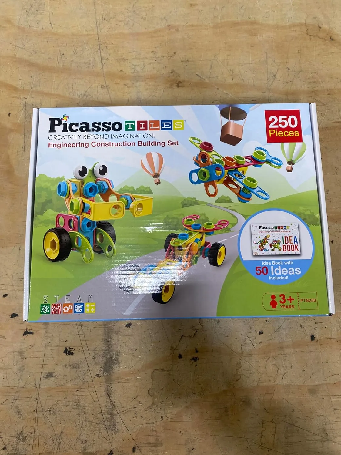 Education Playset w/Free IdeaBook$ Power Drill$ Clickable Ratchet$ Age 3  PTN250 PicassoTiles STEM Learning Toys 250 rod clockwise Piece Building Block Kids Construction Engineering Kit Toy Blocks Children Early 