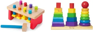 Educational Toy & Deluxe Pounding Bench Wooden Toy with Mallet Melissa & rental Doug Geometric Stacker - Wooden 