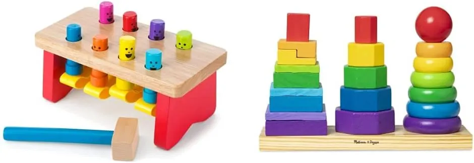 Educational Toy & Deluxe Pounding Bench Wooden Toy with Mallet Melissa & rental Doug Geometric Stacker - Wooden 