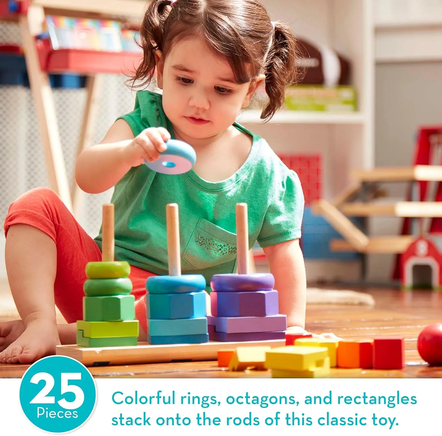 Educational Toy & Deluxe Pounding Bench Wooden Toy with Mallet Melissa & rental Doug Geometric Stacker - Wooden 
