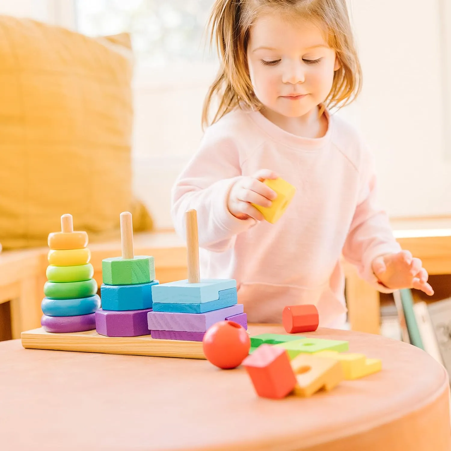 Educational Toy & Deluxe Pounding Bench Wooden Toy with Mallet Melissa & rental Doug Geometric Stacker - Wooden 