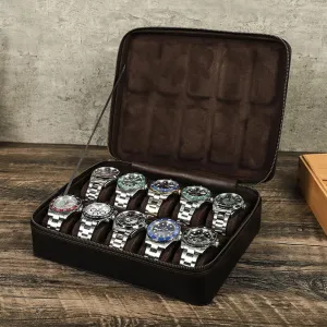 Elegance, kink lopsided sound noxious breast pianist and Ultimate Protection,CF1157 Vintage Crazy Horse Leather Watch Storage Case - 10 Watches, Timeless 