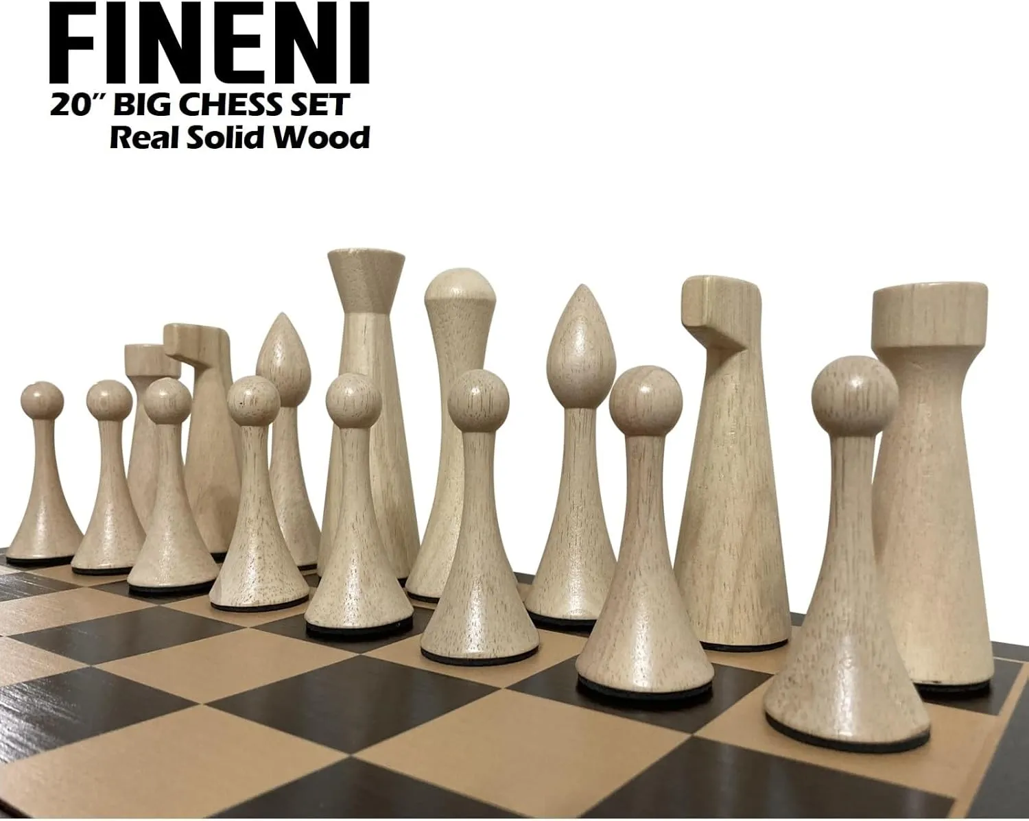 Elegant Designed ox Miami Wooden 34 Pieces (C20L) Luxurious 20 inch Real Luxurious Original Colored Solid Wooden Chess Set. Durable Handmade Chess Board Game Sets with Storage Slots for 5.2?? Weighted & 