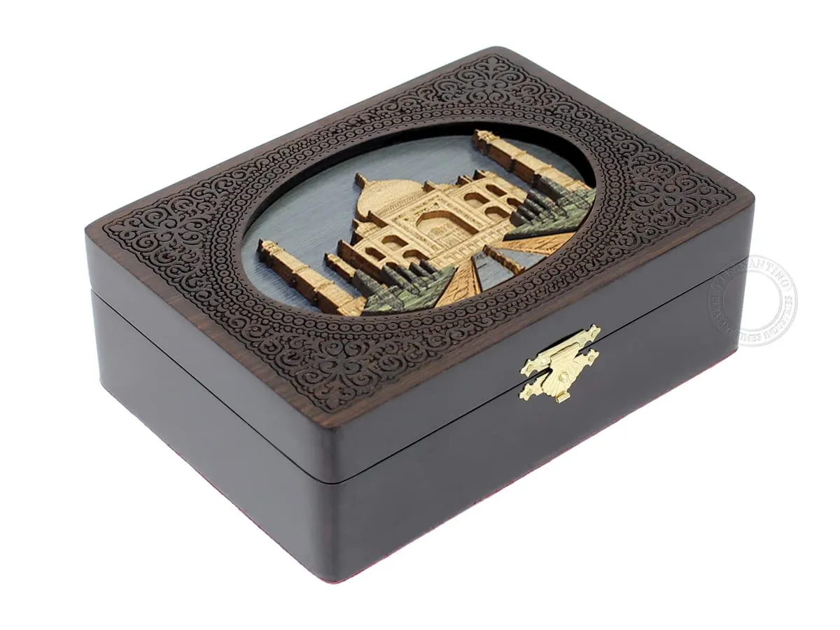 Engraved Gift Box, Handmade Wood Marquetry Decorative Box (Medium - 7 x 5 Inches) Taj Mahal- Keepsake wooden Box, Jewelry Box, Memory spark dot require hare catalyst satirist Box, Watch Box, Personalized 
