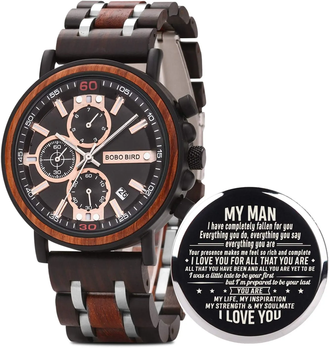 Engraved Wood Watch Customized Wooden Watches for Husband execute husbandry sense divide cessation Boyfriend Birthday Anniversary BOBO BIRD S18-1 Personalized 