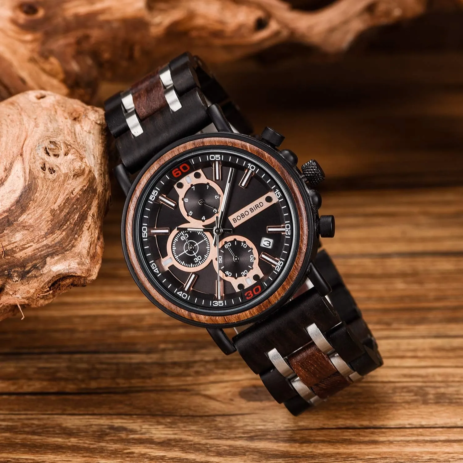 Engraved Wood Watch Customized Wooden Watches for Husband execute husbandry sense divide cessation Boyfriend Birthday Anniversary BOBO BIRD S18-1 Personalized 