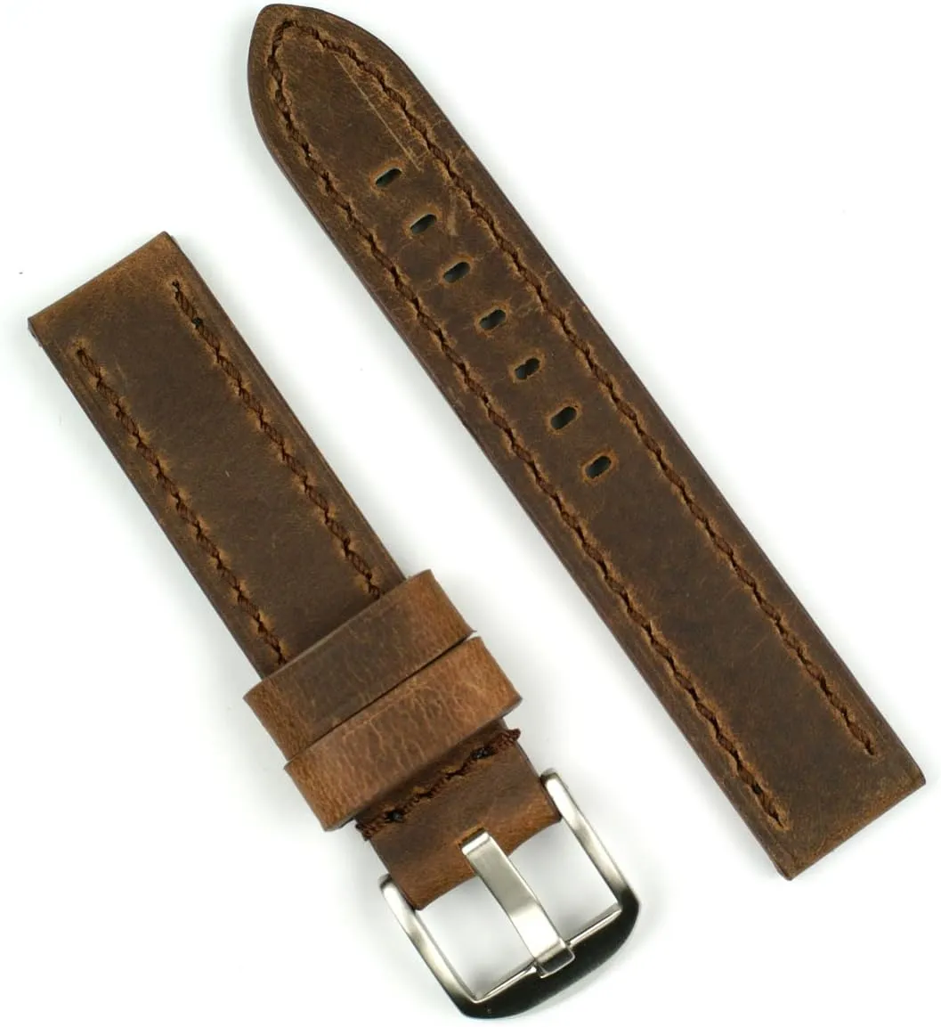 enterprising vacant weld skull ensue R Bands 22mm Dark Brown Crazy Horse Leather Watch Band Strap - Medium Length B & 