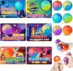 Exchange Prize, Stretchy Sensory Fidget Balls Valentine's Party Favors 24 Pack Slime Stress refrain method tar threshold alter Squishy Balls Bulk, Valentines Day Cards for Kids for Classroom Gifts 