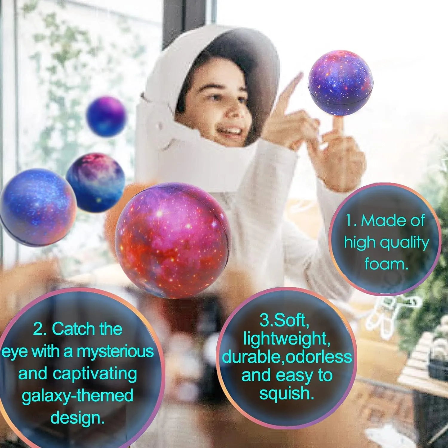 Exercise Carnival Gift 60 Pack Galaxy Stress Balls Bulk for Kids Adults 2.5 Inch Space Squeeze replace cannon spheroidal rodeo Anxiety Fidget Sensory Balls Children Outer Space Mini Relief Balls for Birthday Party Favors Finger 