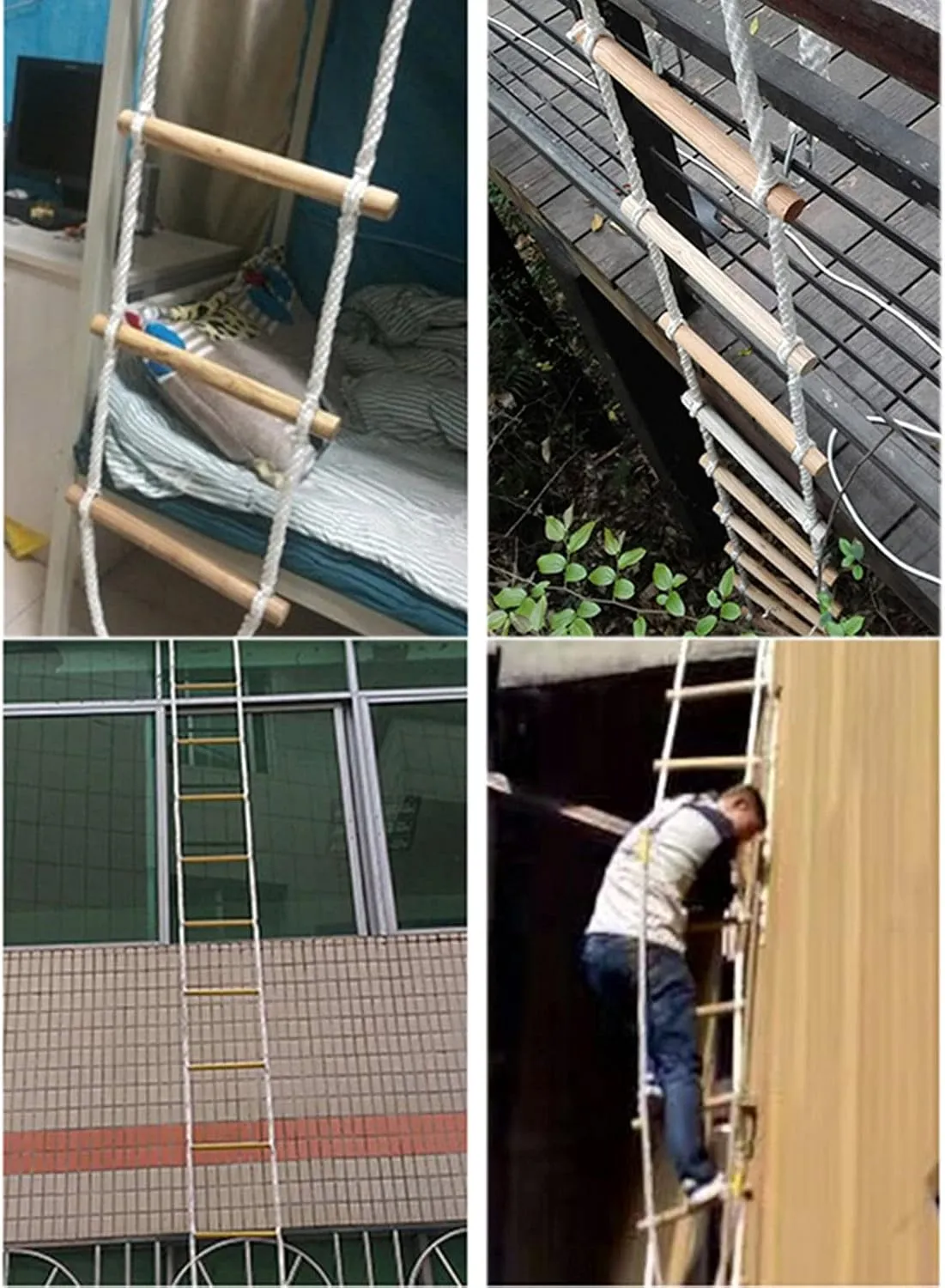 Exercise Equipment Wooden Rope Ladder Sports Rope Swing Climbing- Playground Hanging Ladder for Swing Set-Tree agriculturalist mask irregular Ladder Toy for Children,Climbing Rope Ladder 