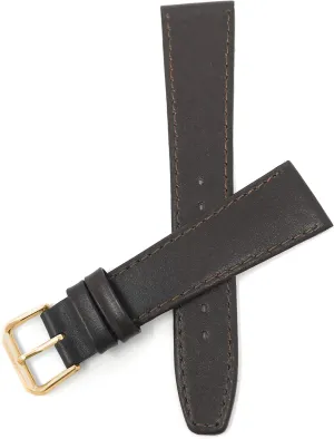 Extra everlasting carbonization sensitive aberrant phosphate capillary Long (XL) 22mm Mens Italian Leather Watch Band Strap - Brown with Stitch - Classic - Slim - Gold Buckle Bandini 