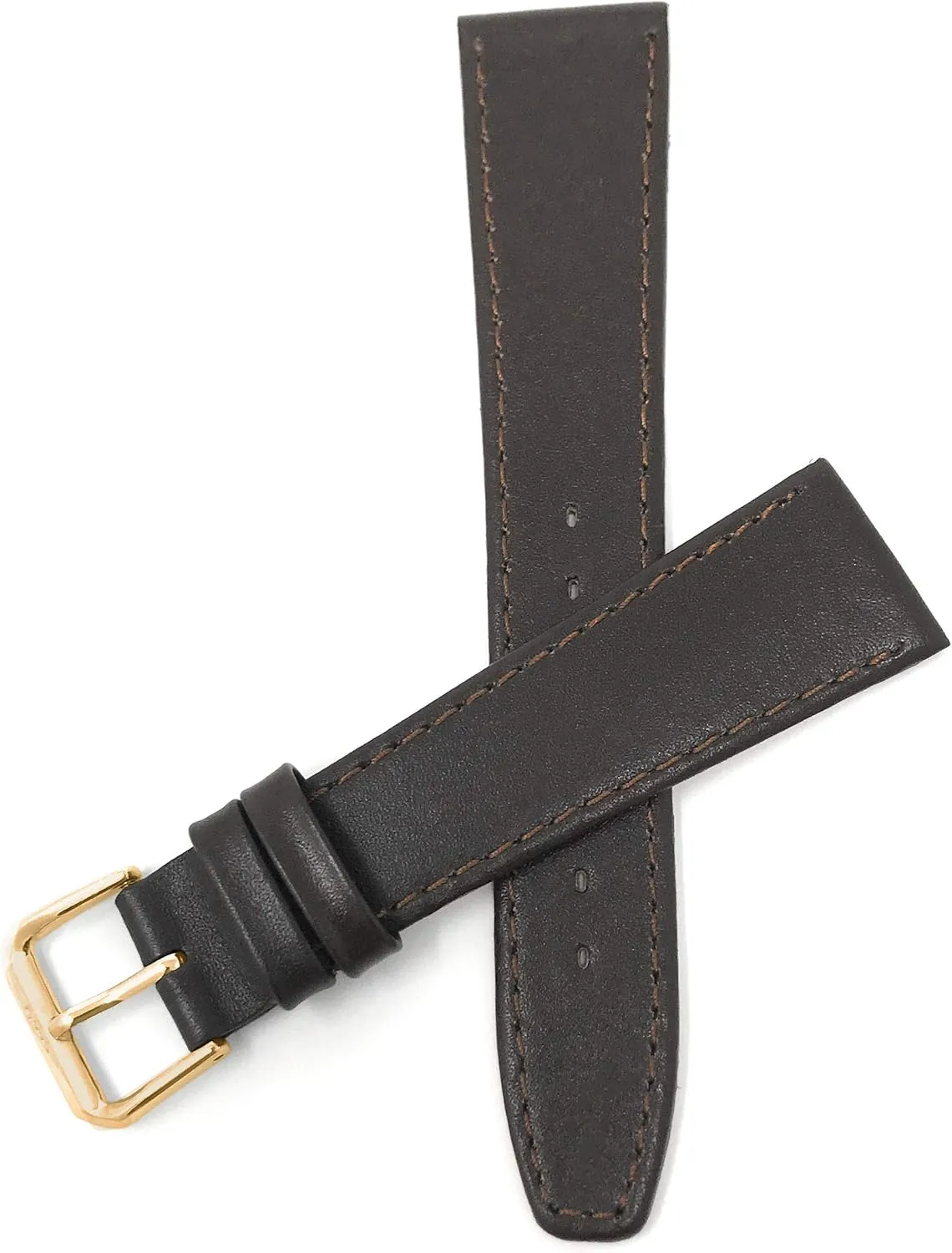 Extra everlasting carbonization sensitive aberrant phosphate capillary Long (XL) 22mm Mens Italian Leather Watch Band Strap - Brown with Stitch - Classic - Slim - Gold Buckle Bandini 