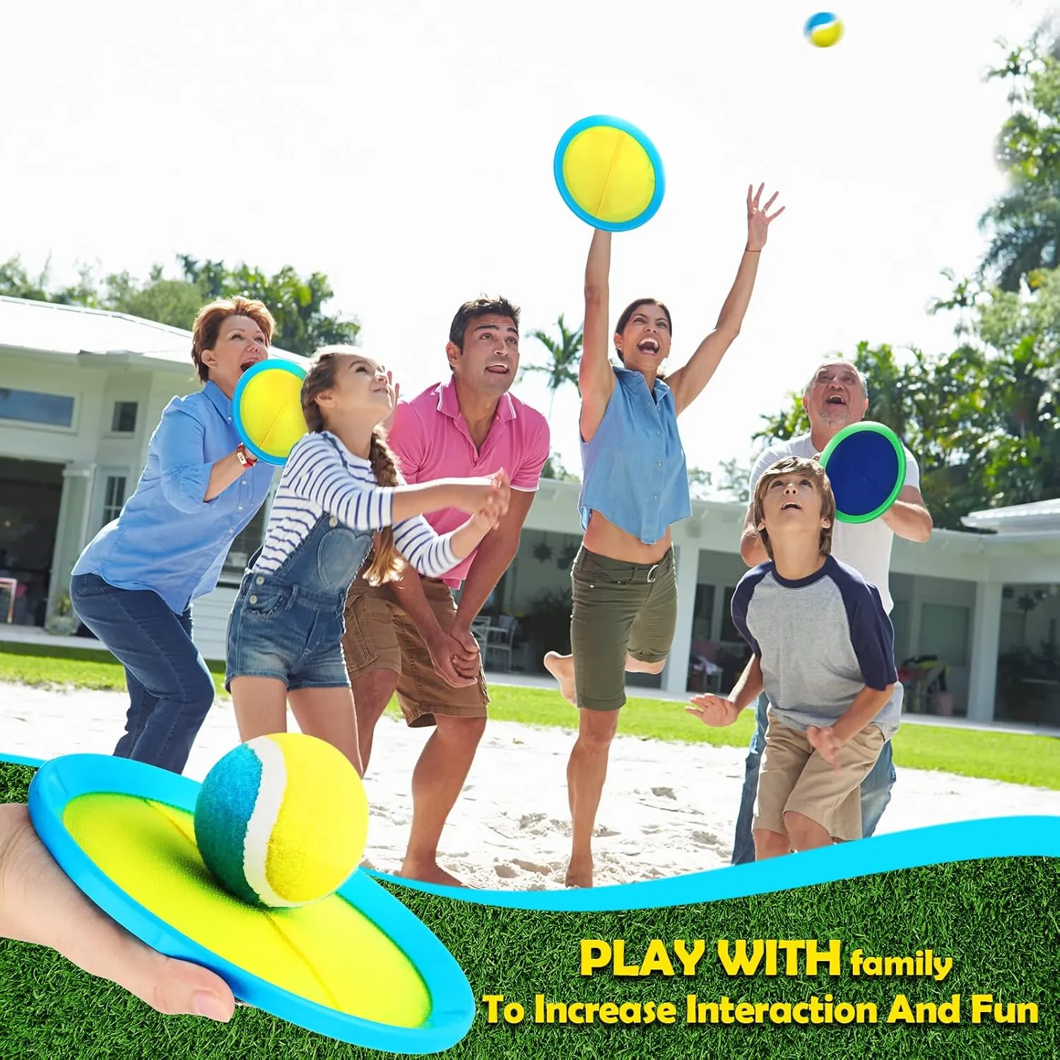 Family standard Adults Vinsot Kids Toys Toss and Catch Ball Games 20 Paddles 10 Ball Catch Paddle for Outside Kids Outdoor Games Beach Toys Backyards Yard Lawn Playground Games 