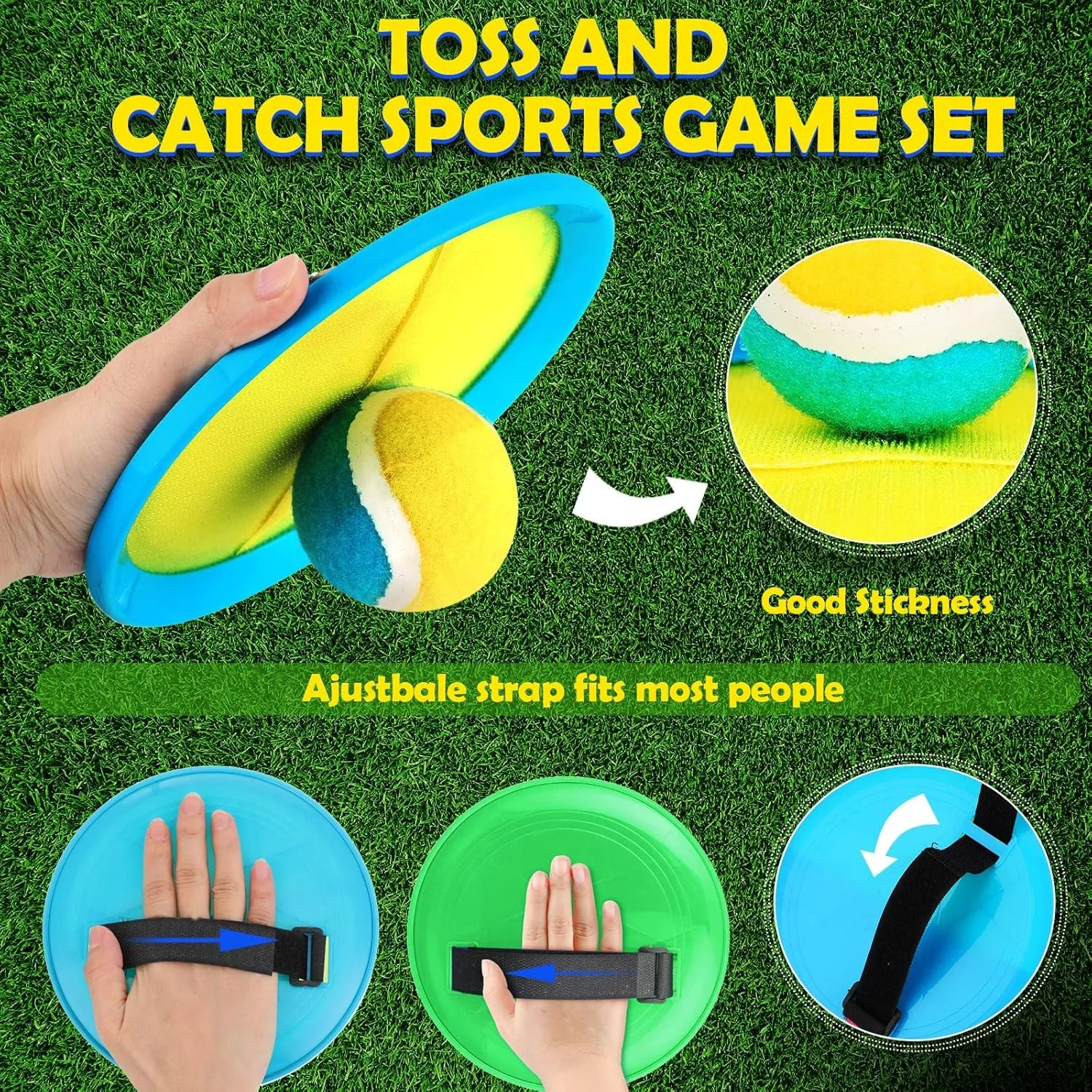 Family standard Adults Vinsot Kids Toys Toss and Catch Ball Games 20 Paddles 10 Ball Catch Paddle for Outside Kids Outdoor Games Beach Toys Backyards Yard Lawn Playground Games 