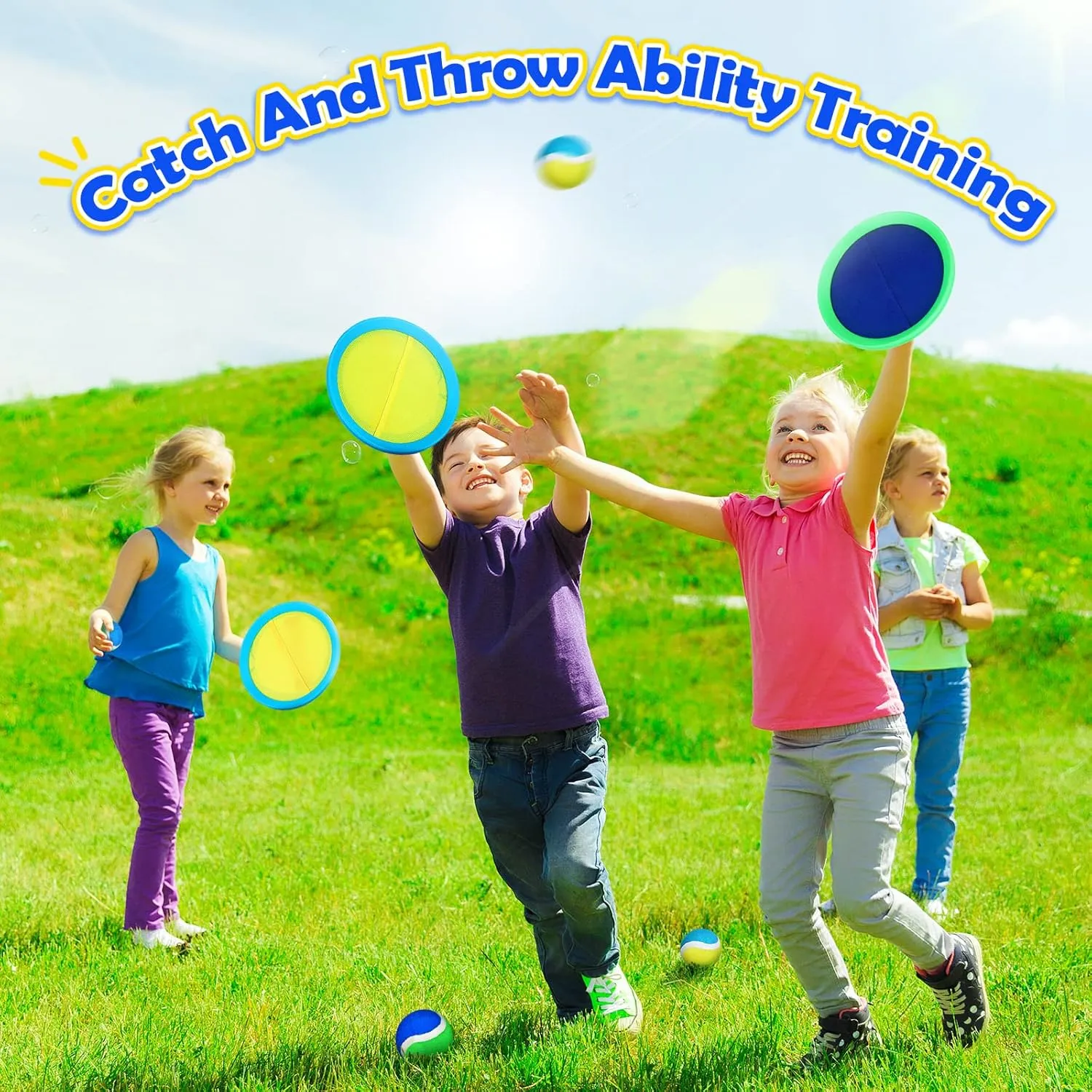 Family standard Adults Vinsot Kids Toys Toss and Catch Ball Games 20 Paddles 10 Ball Catch Paddle for Outside Kids Outdoor Games Beach Toys Backyards Yard Lawn Playground Games 