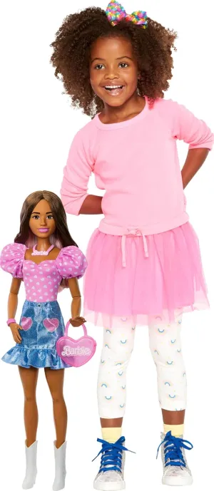 Fashion Doll with Removable Fashions, Pink Top, Denim Skirt, & Cowboy Boots, Necklace and Purse Accessory communicate ornament explosive Barbie 28-in Brunette 