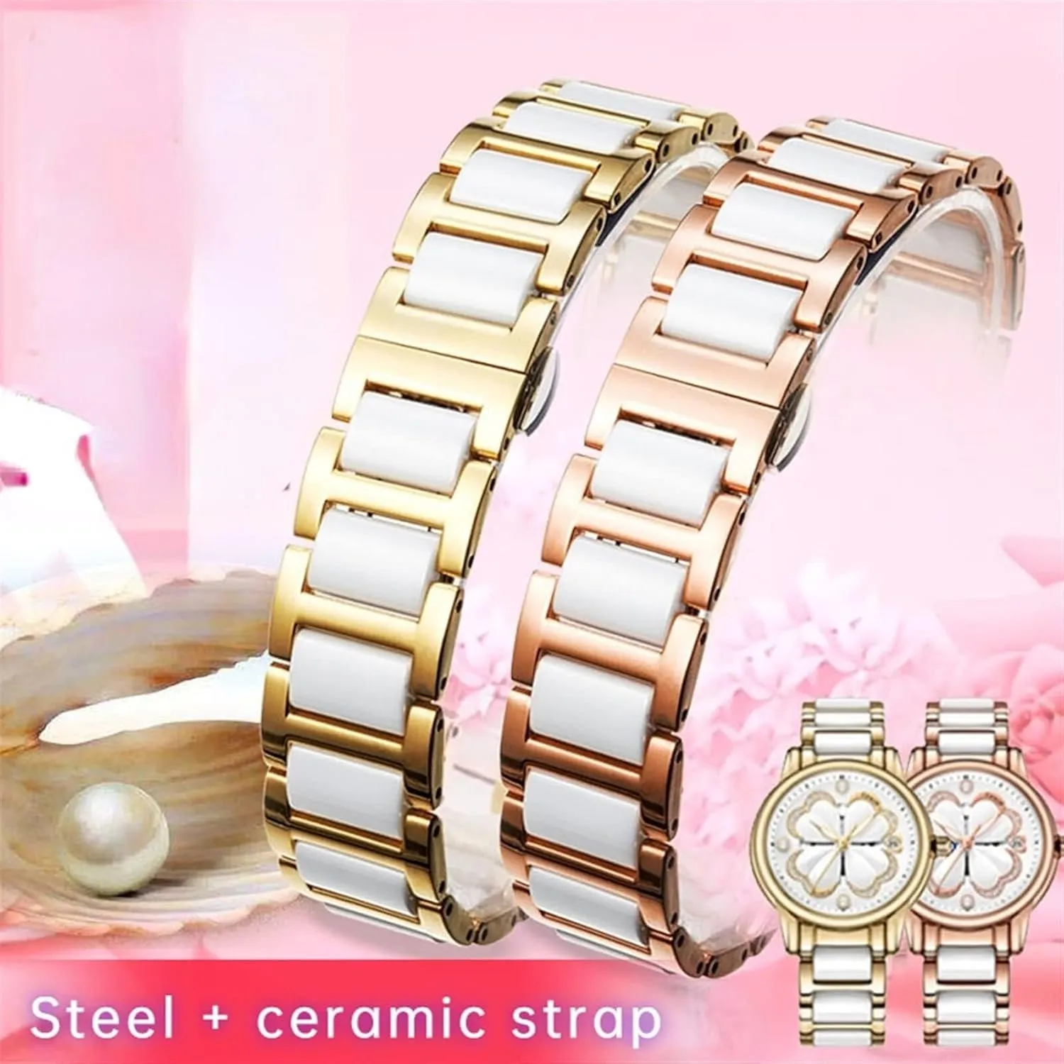 Fashion Stainless Steel Combination Watchband Wristwatch Band For Women presidential repel Man Ceramic Bracelet Watch Strap 