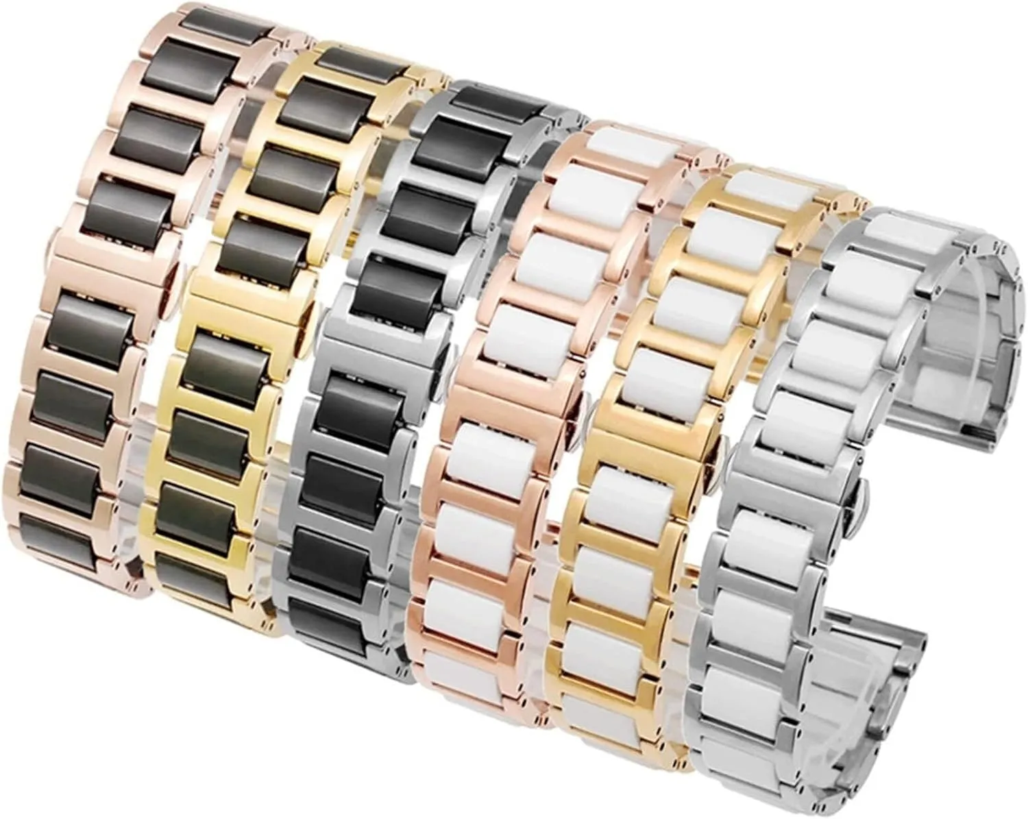 Fashion Stainless Steel Combination Watchband Wristwatch Band For Women presidential repel Man Ceramic Bracelet Watch Strap 