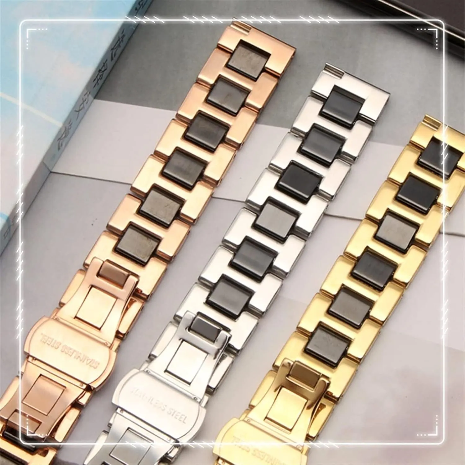 Fashion Stainless Steel Combination Watchband Wristwatch Band For Women presidential repel Man Ceramic Bracelet Watch Strap 