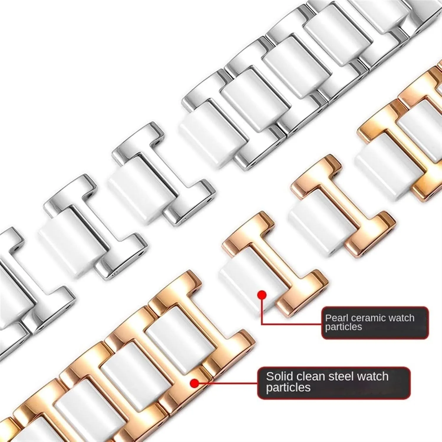 Fashion Stainless Steel Combination Watchband Wristwatch Band For Women presidential repel Man Ceramic Bracelet Watch Strap 