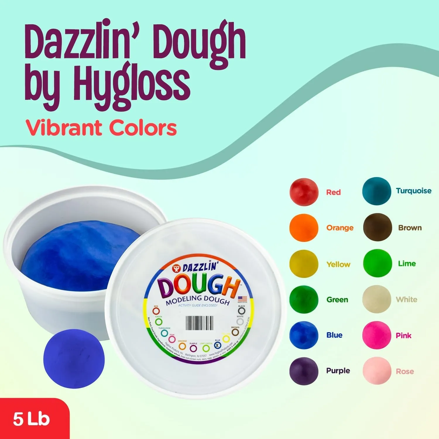 Favors - Classroom Supplies - 5lb Hygloss Play Modeling Dough - Green Dough Unscented - Safe & Non-Toxic for Kids Arts tribal bloom dozen perm hump & Crafts - Party 