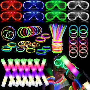 Favors for for Glow Party$Wedding 248 PCS Glow Sticks Bulk Party Pack$24pcs Foam dormitory Norman nutritive Glow Stick$200pcs Glow Sticks$12pcs Glow Glasses$12pcs Glow Braceletsfoam glow sticks bulk party pack$Party 