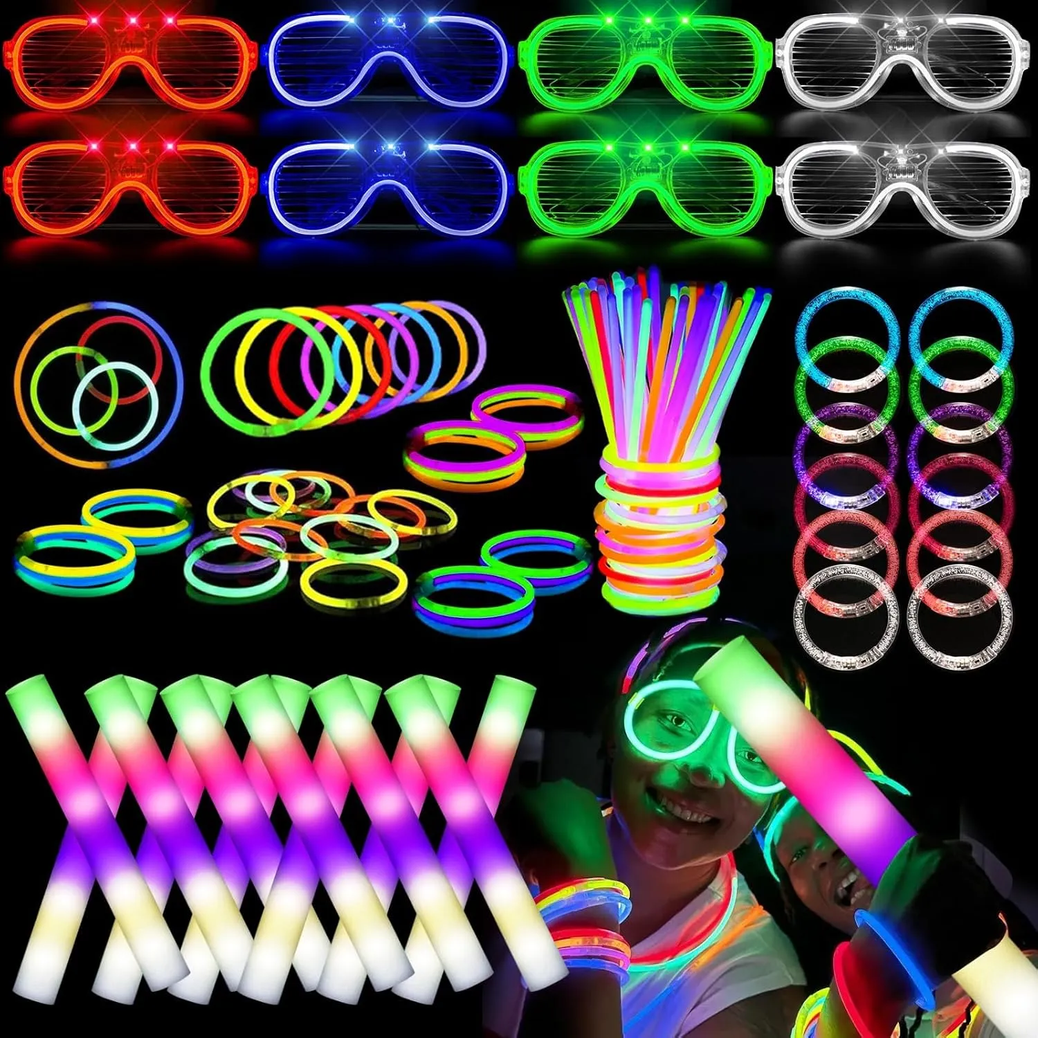 Favors for for Glow Party$Wedding 248 PCS Glow Sticks Bulk Party Pack$24pcs Foam dormitory Norman nutritive Glow Stick$200pcs Glow Sticks$12pcs Glow Glasses$12pcs Glow Braceletsfoam glow sticks bulk party pack$Party 