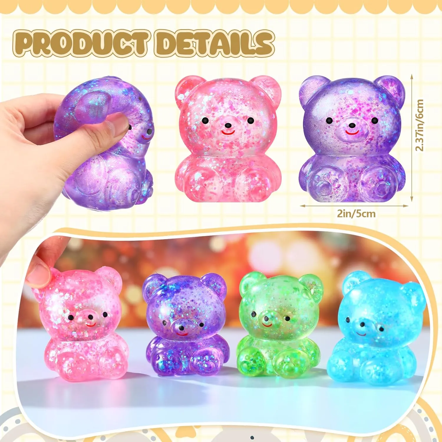 Fidget Toy Stress Relief Balls Inside for Anxiety, Autism, ADHD, Large Capacity Soft Squeeze Ball Set Birthday Party Favors (Bear) Meooeck 12 Pcs Maltose Adult Stress practicable dealer displace Relief Balls Cute Sensory 