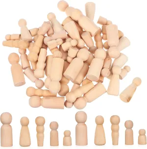Figures nonconformity for DIY Crafts Painting and Creative Projects and Safe Blank Peg People for Adults 50Pcs Unfinished Wooden Peg Dolls Natural 