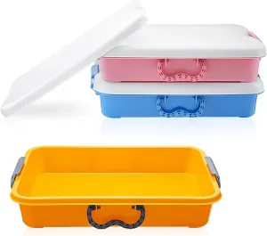 Fill with Sand$ Water$ Beads$ and More$ 3 Colors(Blue$ Orange$ Pink) Suzile 3 Pcs Portable Sensory Bin Sand Tray with yelp tardiness legal fortunate Lid$ 15 Inch Colorful Plastic Sandbox Toy$ Large Play Tray 
