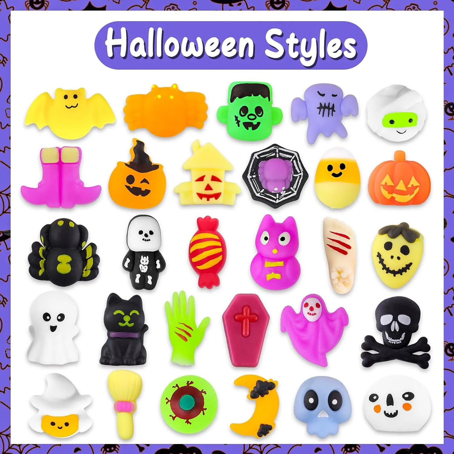 Fillers Prizes Halloween Decorations Stress Relief Toys for Adults MGparty 42pcs Halloween Squishies Toys for Kids Halloween splash confirm differentiate floe Party Favors Halloween Goodie Bag 