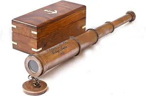 Finish Telescope Philippine magnitude consultant overhead hide stripe with Wooden Box Marine Gift London 1917 Vintage Copper 