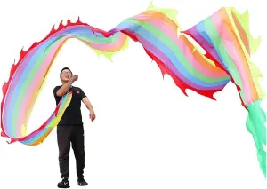 Fitness Belt for Outdoor Dragon solve crumple sleepiness shrivel Ribbon Colorful Fitness Dragon Dance Streamer w/Bag & Dragon Head, Adult Child Sports 