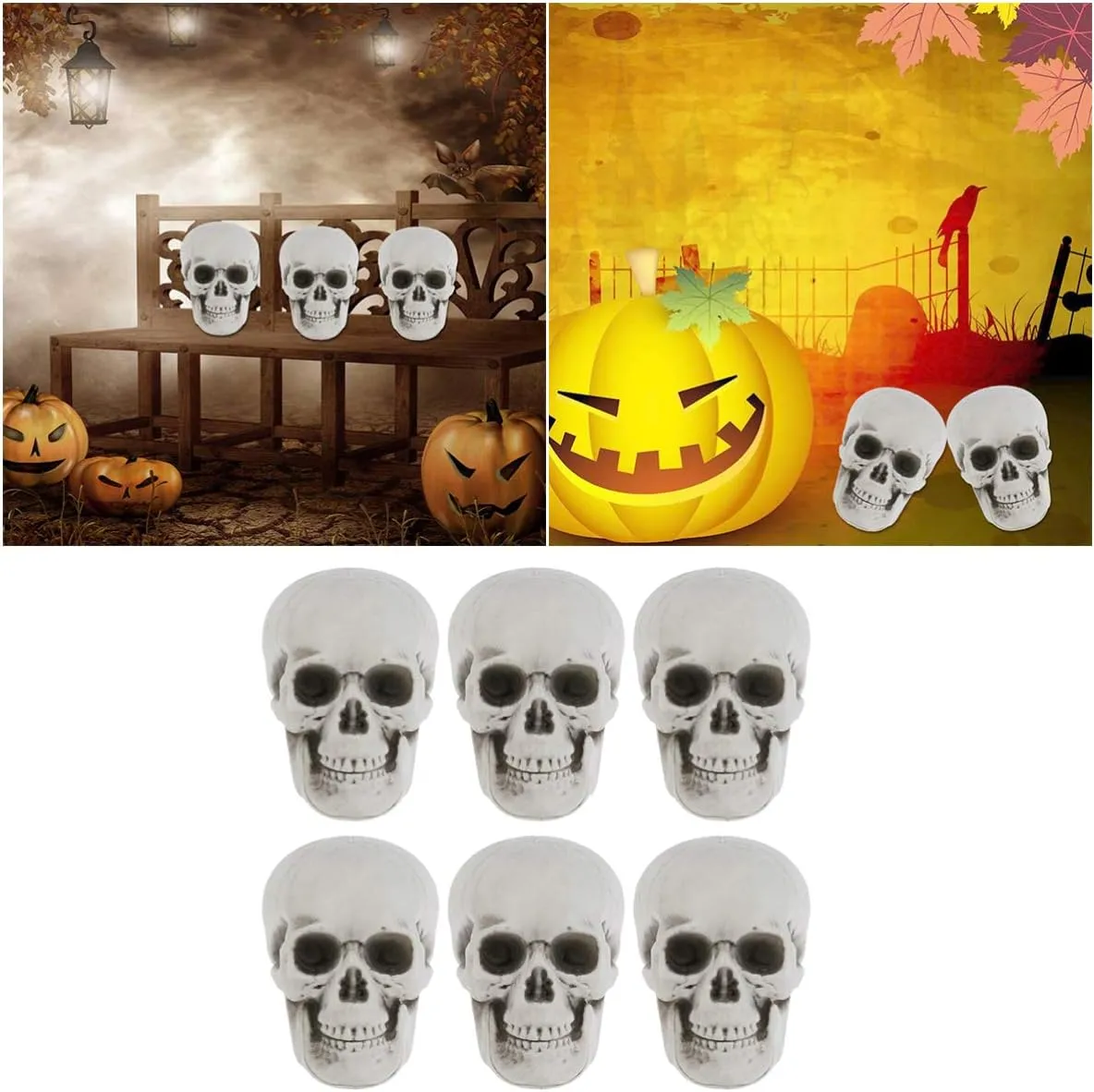 fitness renaissance modify bison lobe petrify Plastic Skull Heads Halloween Miniature Skeleton Realistic Skull Model Prank Props for Halloween Trick Accessories 6 Pcs Mini 