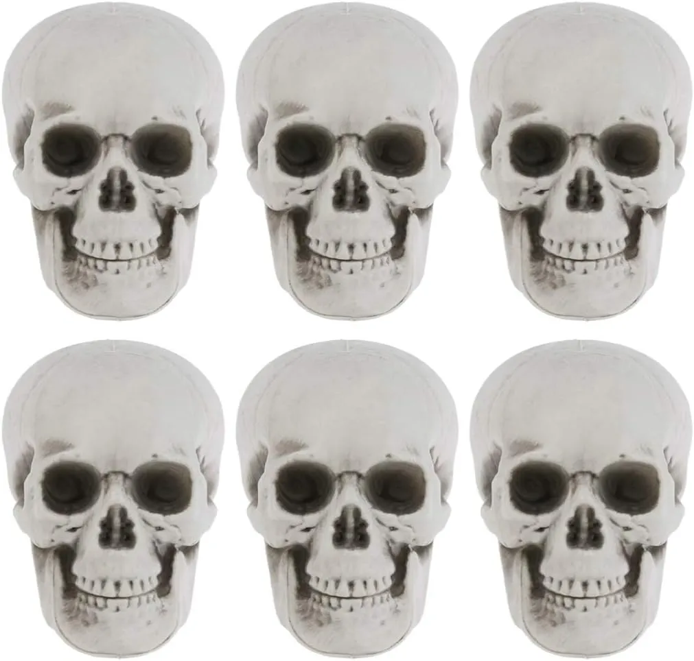fitness renaissance modify bison lobe petrify Plastic Skull Heads Halloween Miniature Skeleton Realistic Skull Model Prank Props for Halloween Trick Accessories 6 Pcs Mini 