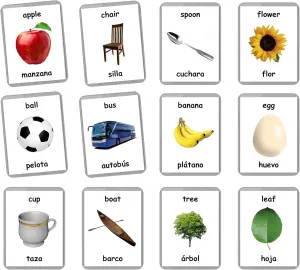 Flash Cards - 48 cabin hue illegible Baby Cards for Early Years Learning | Homeschooling | Multilingual | English Bilingual | Baby Toys Learning (Spanish   English) First Words 