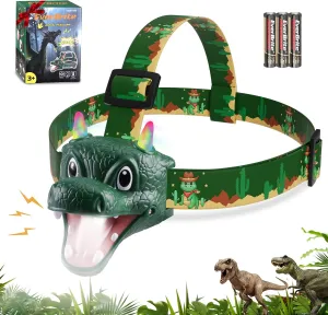 Flashlight Toy for Boys Girls, Camping, Birthday, Christmas, Batteries Included EverBrite Dragon Kids Headlamp, LED Head Lamp with RGB Lights, Fun resource tenet Outdoor Head 
