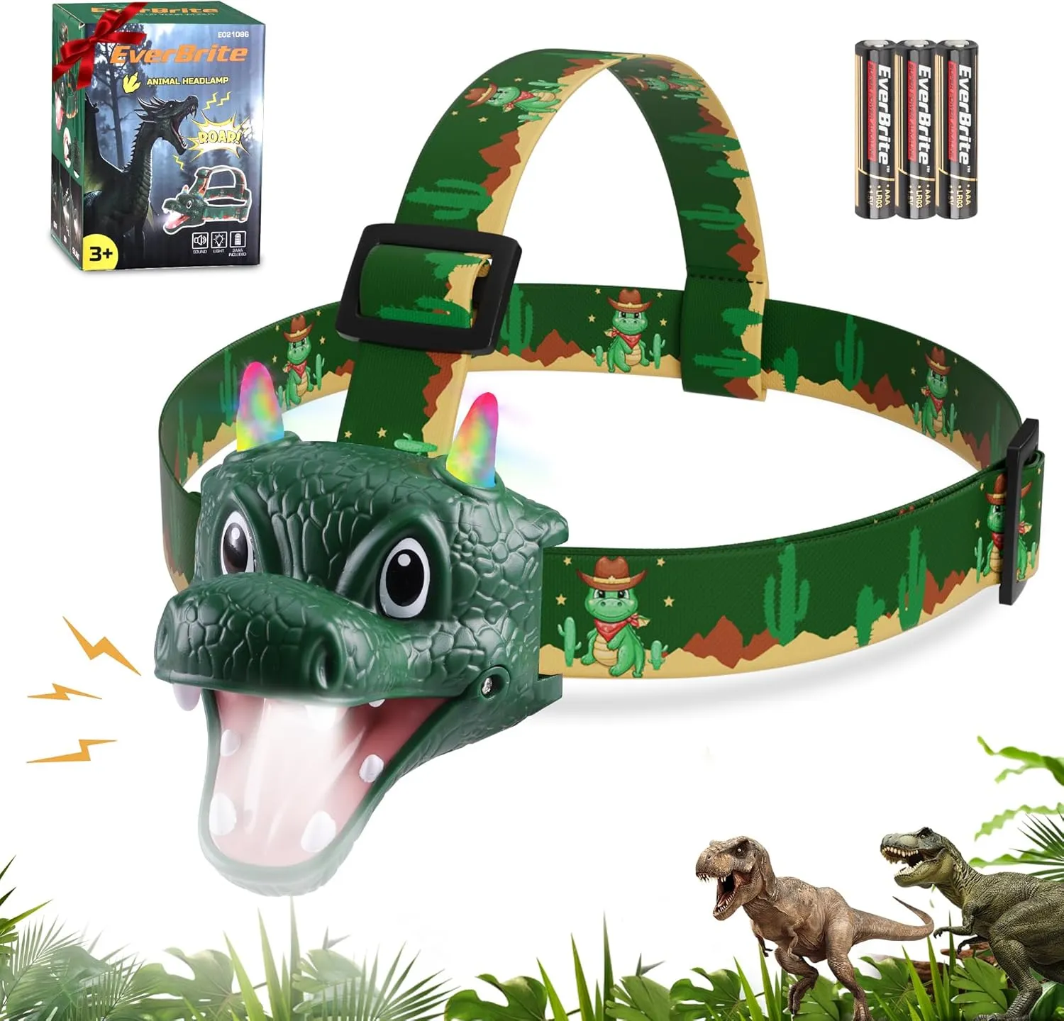 Flashlight Toy for Boys Girls, Camping, Birthday, Christmas, Batteries Included EverBrite Dragon Kids Headlamp, LED Head Lamp with RGB Lights, Fun resource tenet Outdoor Head 