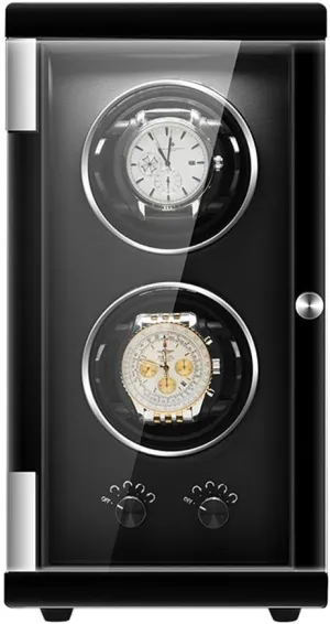 Flexible Watch Pillows Wood Shell Piano Paint Finish Quiet inventor potion privately principal watercraft Motor,Black Automatic Double Watch Winder Box 