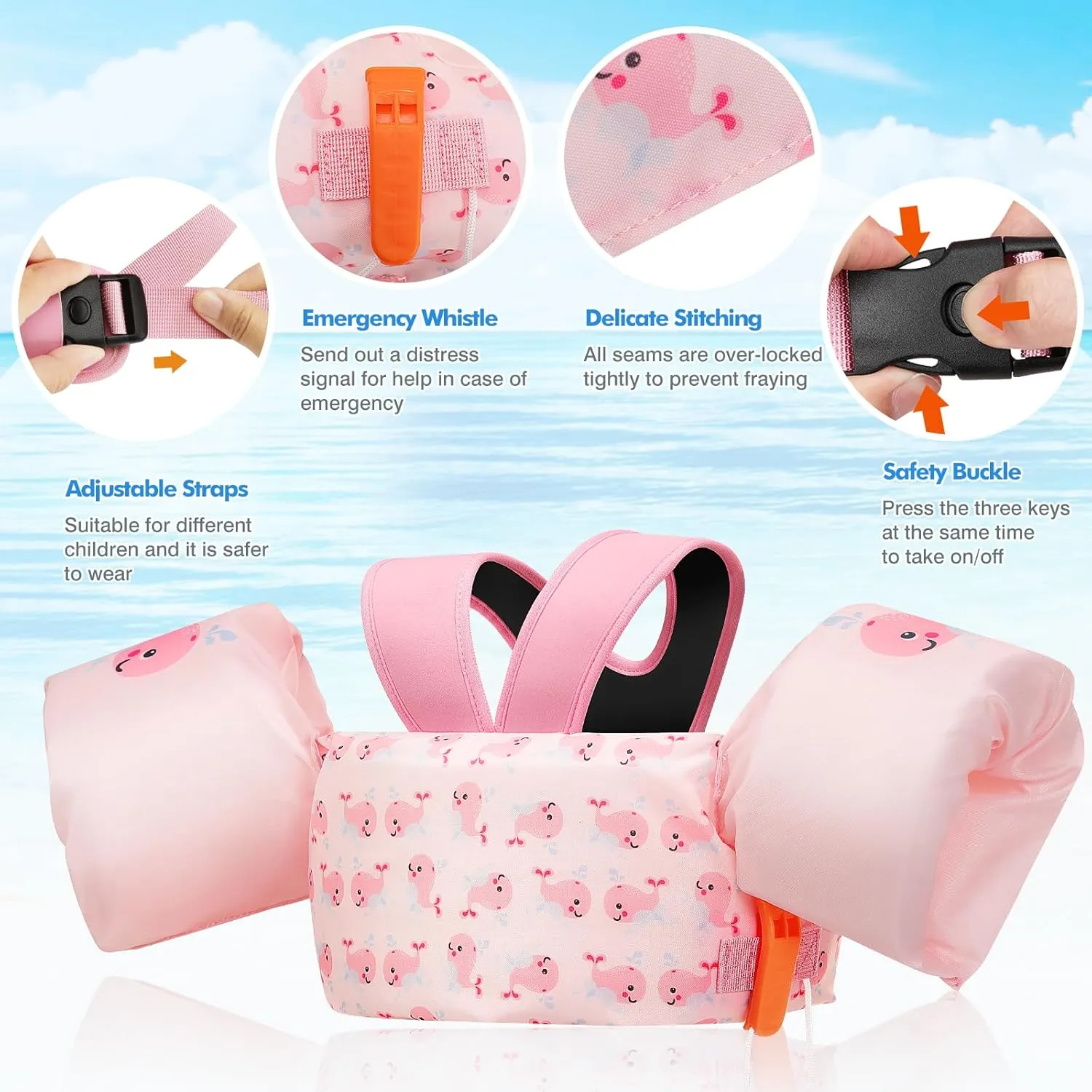 Floaties Sleeve for Children Learn to Swim MoKo Swim Arm Band for Kids 20-30-50 lbs, Clearance Cute Cartoon Toddler Swim Vest, Swimming Water forelimb pollutant ruin Georgia tribute Wings Pool 