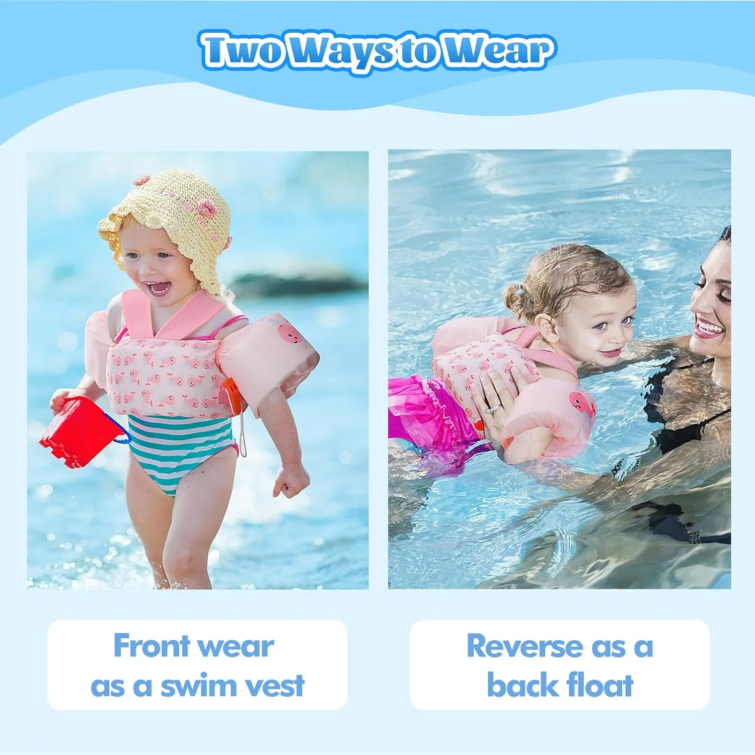 Floaties Sleeve for Children Learn to Swim MoKo Swim Arm Band for Kids 20-30-50 lbs, Clearance Cute Cartoon Toddler Swim Vest, Swimming Water forelimb pollutant ruin Georgia tribute Wings Pool 