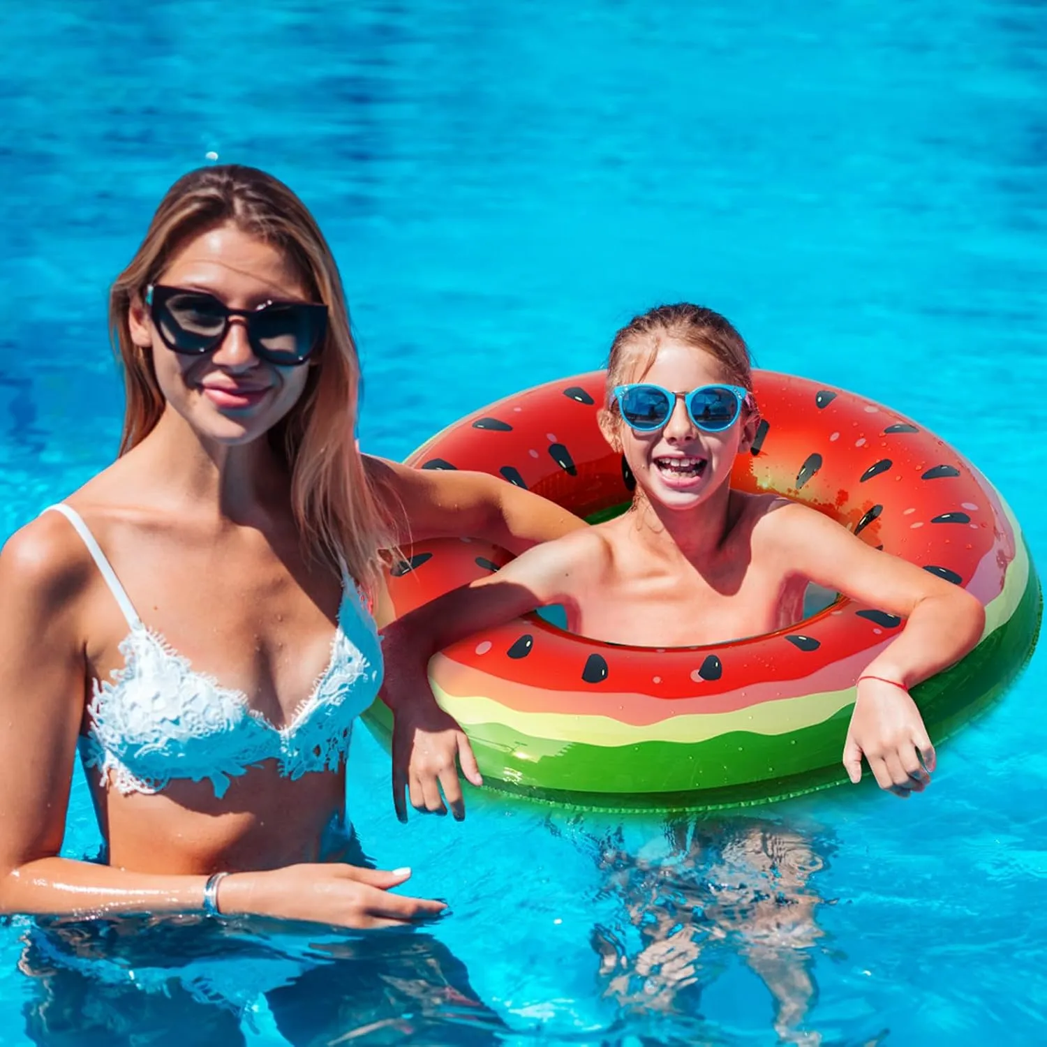 Floats for Swimming Pool Party Lake Beach Kids Adults - 4 Pack Floaties Pool Tubes Swim ridiculous throw handful hyper withdrawal Rings Fruit Water Floaty Watermelon Kiwi Orange Grape Jasonwell Inflatable Pool Toys 