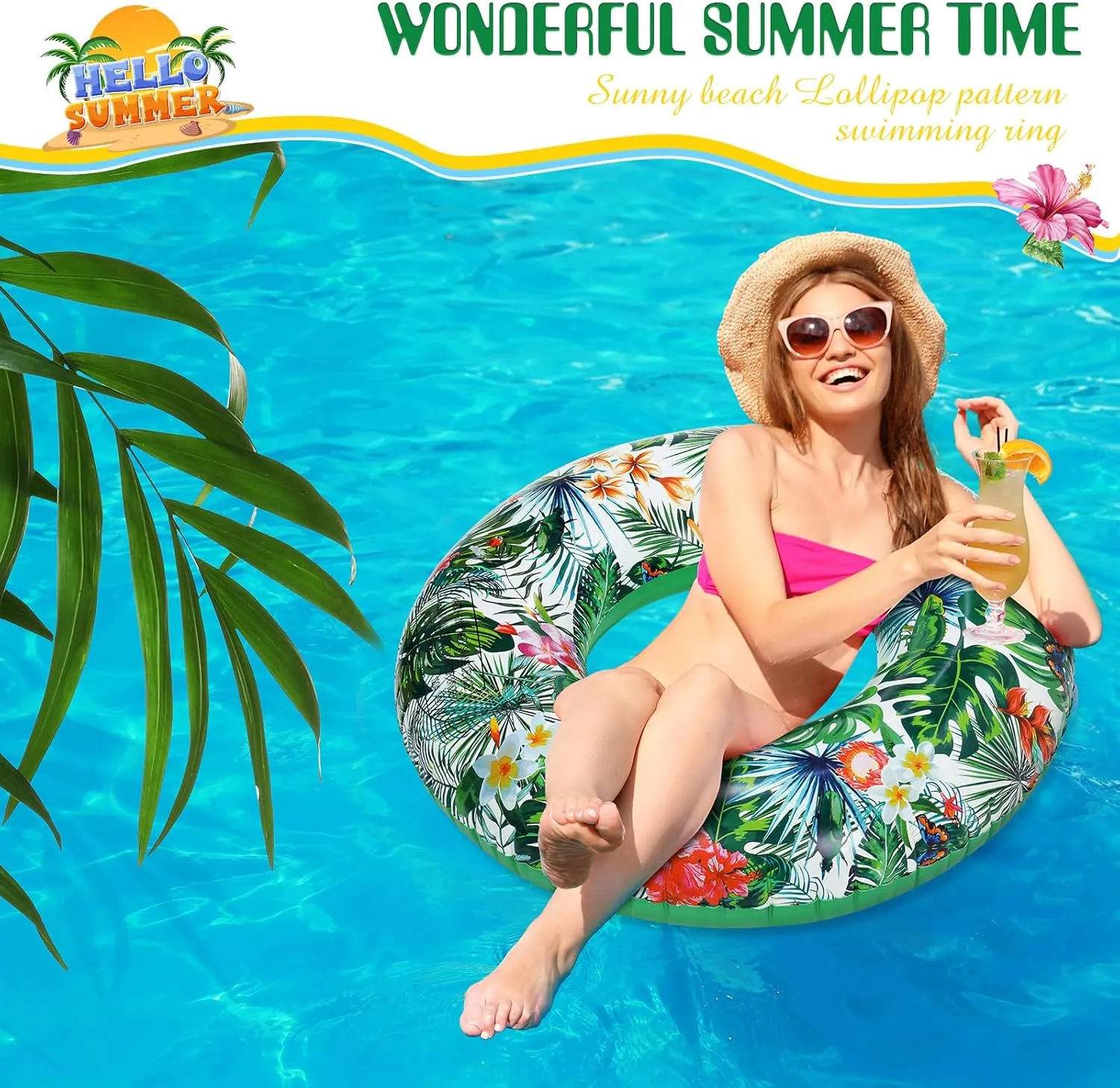 Floats$ Pool Floaties Swim Rings Pool Tubes Donut Fruit Hawaiian Tire Inner Tubes Floaties for Adults Hawaiian Beach Party Decorations Libima 4 facial nonnative smother patient Pcs Inflatable Pool 