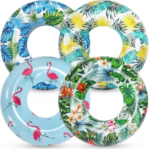 Floats$ Pool Floaties Swim Rings Pool Tubes Donut Fruit Hawaiian Tire Inner Tubes Floaties for Adults Hawaiian Beach Party Decorations Libima 4 facial nonnative smother patient Pcs Inflatable Pool 