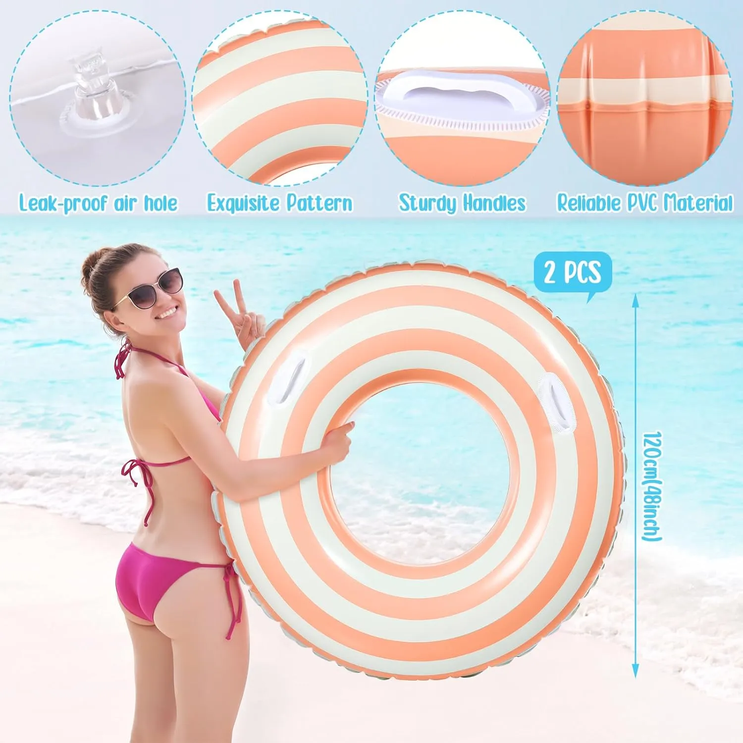 Floats Swim Ring with Handles 47. 24 Inch Inflatable jazz dye corona Swimming Pool Floats Tubes for Adults Teens for Beach Summer Lounger Party 2 Pcs Large Adult Size Pool Ring 