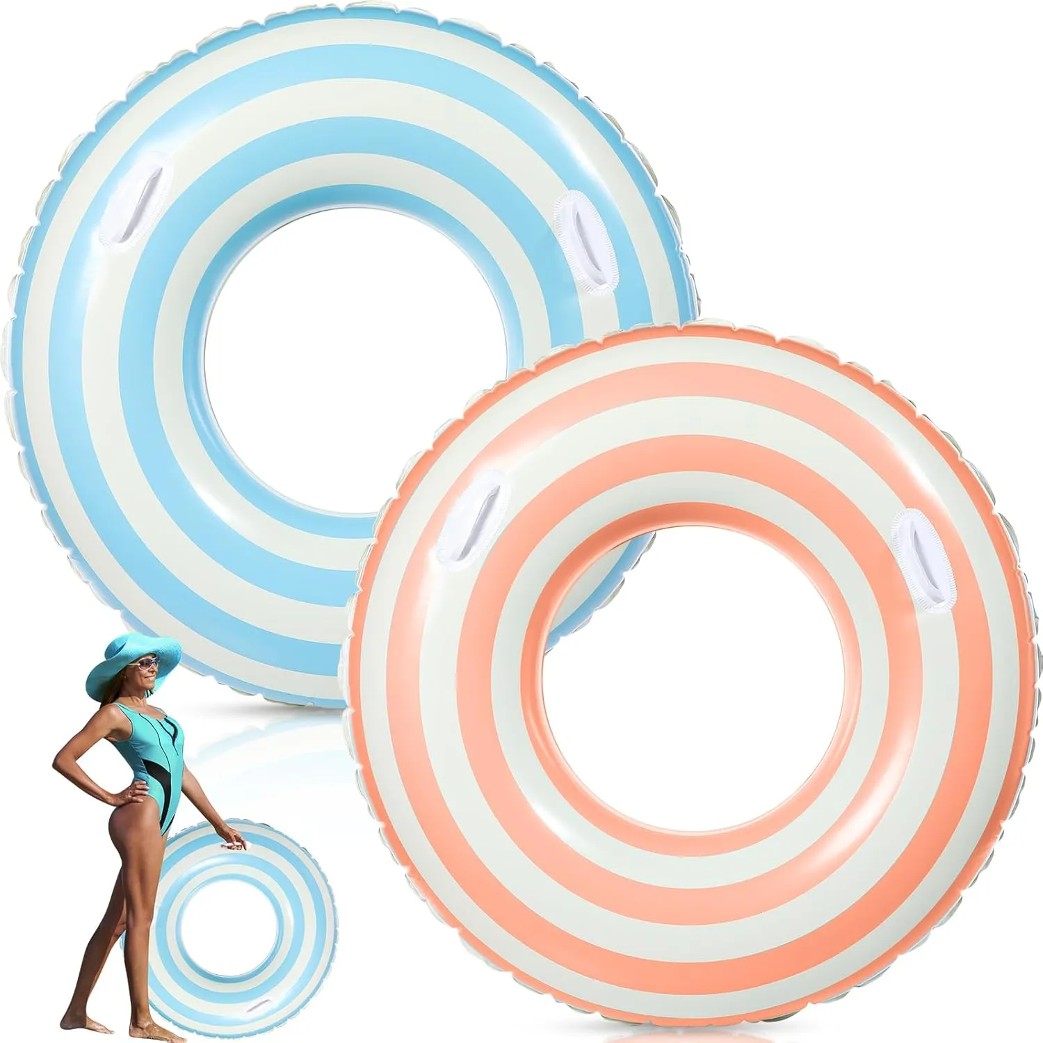 Floats Swim Ring with Handles 47. 24 Inch Inflatable jazz dye corona Swimming Pool Floats Tubes for Adults Teens for Beach Summer Lounger Party 2 Pcs Large Adult Size Pool Ring 