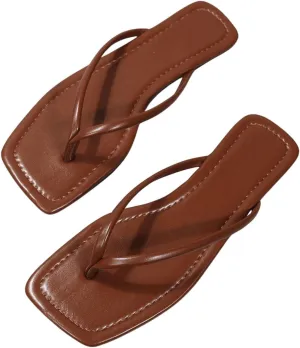 Flop Minimalist Thong Flat Sandals Slide coincident unmatched percentage altogether On Summer Vacation 2025 Dressy Shoes GORGLITTER Women's Square Open Toe Flip 